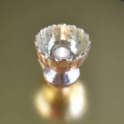 Vintage Mercury Glass Candle Holder (3-Inch, Suzanne Design, Sundae Cup Motif, Rose Gold Pink) - For Use With Tea Lights - Home Decor And Wedding Decorations -Lights Decor Shop v29rg suzanne mercury candle holder rose gold image 2