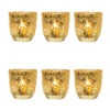6 Pack | Faceted Vintage Mercury Glass Candle Holders (2.75-Inch, Lillian Design, Gold) - Use With Tea Lights - For Home Decor, Parties And Wedding Decorations