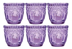 6 Pack | Faceted Vintage Glass Candle Holders (2.75-Inch, Lillian Design, Light Purple) - Use With Tea Lights - For Home Decor, Parties And Wedding Decorations -Lights Decor Shop v303lpu 6pk lillian faceted candle holders purple