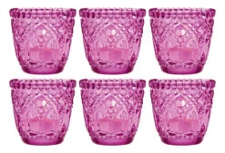 6 Pack | Faceted Vintage Glass Candle Holders (2.75-Inch, Lillian Design, Fuchsia / Hot Pink) - Use With Tea Lights - For Home Decor, Parties And Wedding Decorations 7 6 Pack | Faceted Vintage Glass Candle Holders (2.75-Inch, Lillian Design, Fuchsia / Hot Pink) - Use With Tea Lights - For Home Decor, Parties And Wedding Decorations -Lights Decor Shop v303rp 6pk lillian faceted candle holders copper