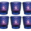 6 Pack | Hobnail Glass Candle Holder (2.5-Inch, Candace Design, Cobalt Blue) - For Use With Tea Lights - For Home Decor, Parties And Wedding Decorations