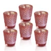 6 Pack | Vintage Hobnail Mercury Glass Candle Holders (2.25-Inches, Candace Design, Electric Pink) - For Use With Tea Lights - For Home Decor, Parties And Wedding Decorations -Lights Decor Shop v304ep 6pk candace glass candle holders rose gold