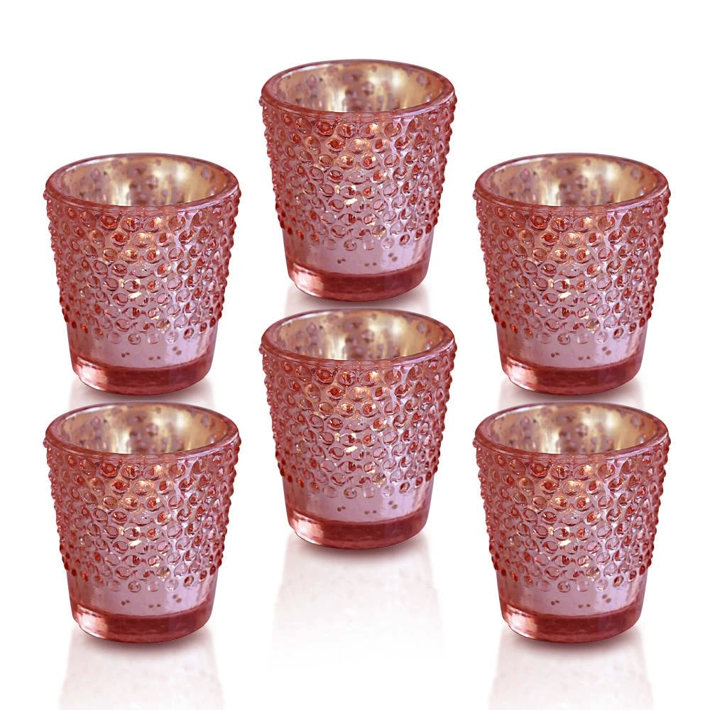 6 Pack | Vintage Hobnail Mercury Glass Candle Holders (2.25-Inches, Candace Design, Electric Pink) - For Use With Tea Lights - For Home Decor, Parties And Wedding Decorations 3 6 Pack | Vintage Hobnail Mercury Glass Candle Holders (2.25-Inches, Candace Design, Electric Pink) - For Use With Tea Lights - For Home Decor, Parties And Wedding Decorations