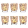 6 Pack | Hobnail Vintage Mercury Glass Glass Candle Holders (2.5-Inch, Candace Design, Silver) - For Use With Tea Lights - For Home Decor, Parties, And Wedding Decorations