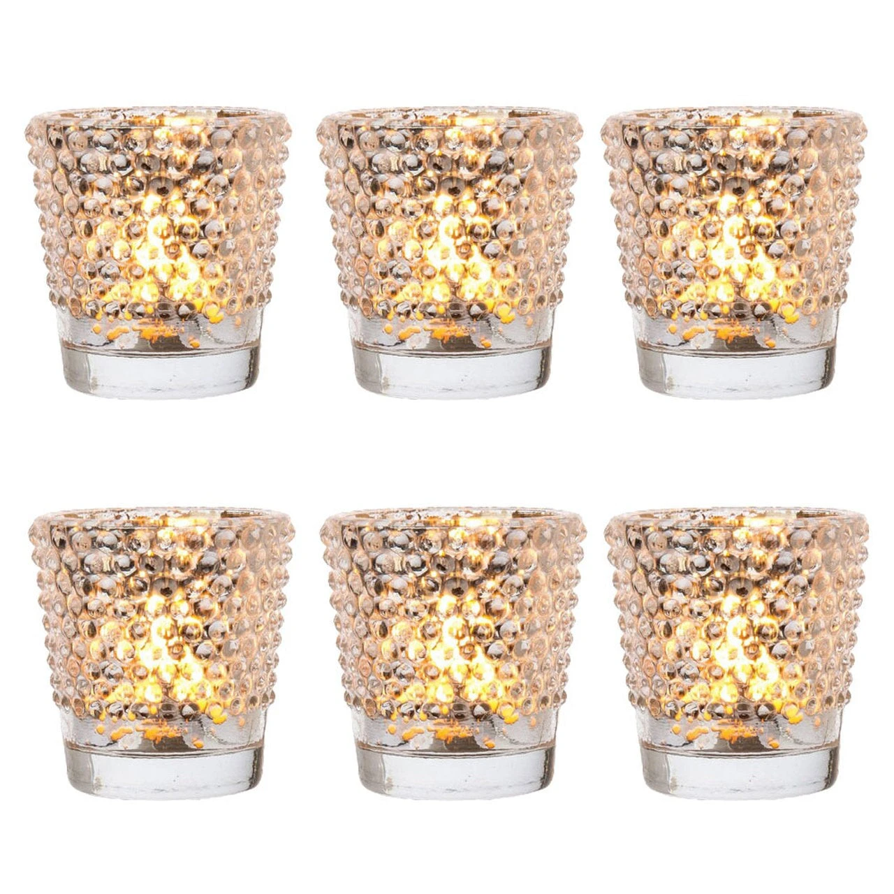 6 Pack | Hobnail Vintage Mercury Glass Glass Candle Holders (2.5-Inch, Candace Design, Silver) - For Use With Tea Lights - For Home Decor, Parties, And Wedding Decorations 3 6 Pack | Hobnail Vintage Mercury Glass Glass Candle Holders (2.5-Inch, Candace Design, Silver) - For Use With Tea Lights - For Home Decor, Parties, And Wedding Decorations