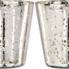BLOWOUT 2 PACK | Vintage Mercury Glass Candle Holder (4-Inch, Jenna Design Cup, Silver) - Decorative Candle Holder - For Home Decor, Parties And Wedding Decorations -Lights Decor Shop v34sv 2 2pk mercury glass vase 4 jenna cup silver