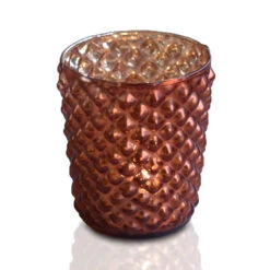 Mercury Glass Tealight Holder (3-Inch, Zariah Design, Rustic Copper Red) - For Use With Tea Lights - For Home Decor, Parties And Wedding Decorations