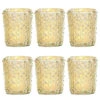 6 Pack | Vintage Mercury Glass Candle Holders (3-Inch, Zariah Design, Gold) - For Use With Tea Lights - For Home Decor, Parties, And Wedding Decorations -Lights Decor Shop v35gd 6pk mercury glass candle holder zariah gold