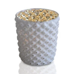 BLOWOUT Mercury Glass Tealight Holder (3-Inch, Zariah Design, Antique White) - For Use With Tea Lights - For Home Decor, Parties And Wedding Decorations