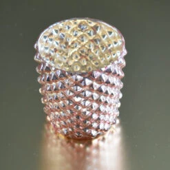 6 Pack | Vintage Mercury Glass Tealight Candle Holders (2.5-Inch, Zariah Design, Rose Gold Pink) - For Use With Tea Lights - For Home Decor, Parties And Wedding Decorations -Lights Decor Shop v35rg 6pk zariah mercury tealight holders gold image 2