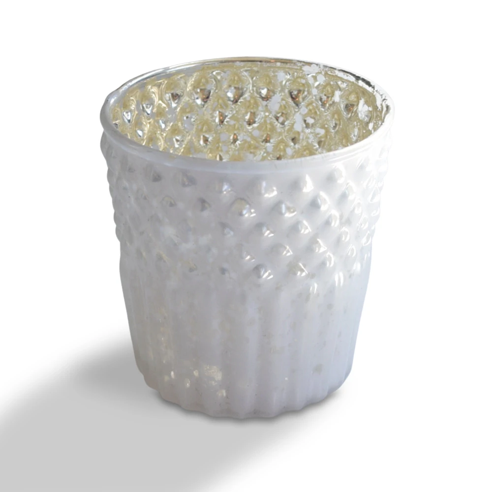 6 Pack | Mercury Glass Tealight Candle Holders (2.75-Inches, Ophelia Design, Pearl White) - For Use With Tea Lights - For Home Decor, Parties And Wedding Decorations 5 6 Pack | Mercury Glass Tealight Candle Holders (2.75-Inches, Ophelia Design, Pearl White) - For Use With Tea Lights - For Home Decor, Parties And Wedding Decorations - Image 3