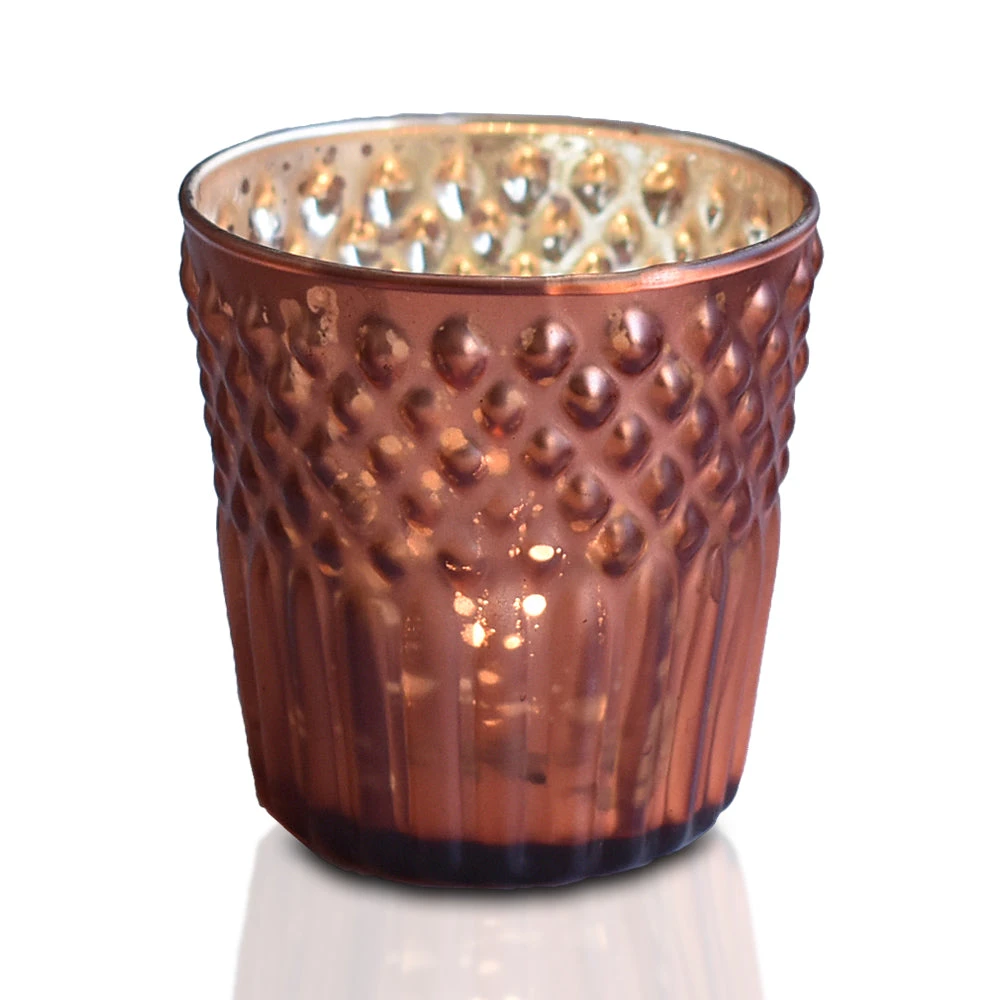 Mercury Glass Tealight Holder (2.75-Inch, Ophelia Design, Rustic Copper Red) - For Use With Tea Lights - For Home Decor, Parties And Wedding Decorations 3 Mercury Glass Tealight Holder (2.75-Inch, Ophelia Design, Rustic Copper Red) - For Use With Tea Lights - For Home Decor, Parties And Wedding Decorations
