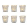 6 Pack | Vintage Mercury Glass Tealight Candle Holders (3-Inch, Ophelia Design, Silver) - For Use With Tea Lights - For Home Decor, Parties, Wedding Decorations -Lights Decor Shop v37sv 6pk mercury candle holder ophelia silver
