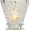 BLOWOUT Vintage Mercury Glass Candle Holder (4-Inch, Rosemary Design, Silver) - For Use With Tea Lights - For Home Decor, Parties, And Wedding Decorations