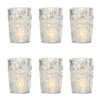 6 Pack | Vintage Mercury Glass Candle Holder (4-Inch, Fleur Design, Flower Motif, Silver) - For Home Decor, Party Decorations And Wedding Centerpieces -Lights Decor Shop v41sv 6pk mercury vase or flower silver