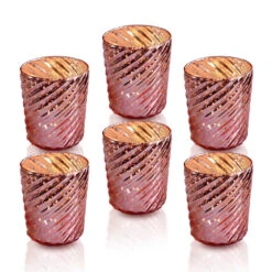 6 Pack | Mercury Glass Candle Holders (3-Inch, Grace Design, Electric Pink) - For Use With Tea Lights