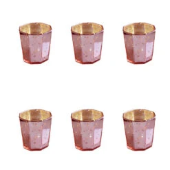 6 Pack | Mercury Glass Tealight Candle Holders (2.75-Inches, Patricia Design, Electric Pink) For Use With Tea Lights - For Home Decor, Parties And Wedding Decorations - Mercury Glass Votive Holders