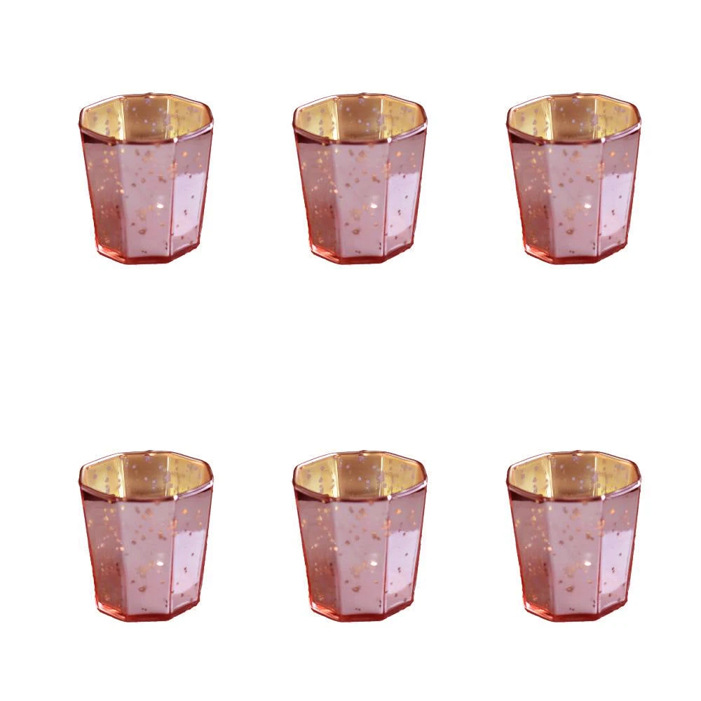 6 Pack | Mercury Glass Tealight Candle Holders (2.75-Inches, Patricia Design, Electric Pink) For Use With Tea Lights - For Home Decor, Parties And Wedding Decorations - Mercury Glass Votive Holders 3 6 Pack | Mercury Glass Tealight Candle Holders (2.75-Inches, Patricia Design, Electric Pink) For Use With Tea Lights - For Home Decor, Parties And Wedding Decorations - Mercury Glass Votive Holders