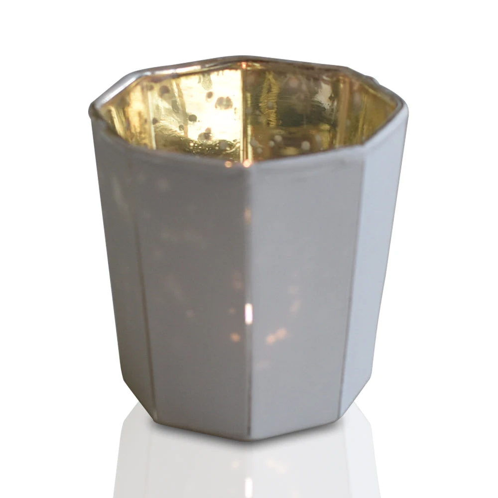 BLOWOUT 6 Pack | Mercury Glass Tealight Candle Holders (2.75-Inches, Patricia Design, Antique White) For Use With Tea Lights - For Home Decor, Parties And Wedding Decorations - Mercury Glass Votive Holders 4 BLOWOUT 6 Pack | Mercury Glass Tealight Candle Holders (2.75-Inches, Patricia Design, Antique White) For Use With Tea Lights - For Home Decor, Parties And Wedding Decorations - Mercury Glass Votive Holders - Image 2