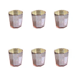 6 Pack | Mercury Glass Tealight Candle Holders (2.75-Inches, Patricia Design, Rose Gold Pink) For Use With Tea Lights - For Home Decor, Parties And Wedding Decorations - Mercury Glass Votive Holders