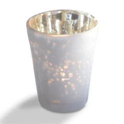 Vintage Mercury Glass Candle Holder (3.25-Inch, Katelyn Design, Column Motif, Pearl White) - For Use With Tea Lights - For Home Decor, Parties And Wedding Decorations