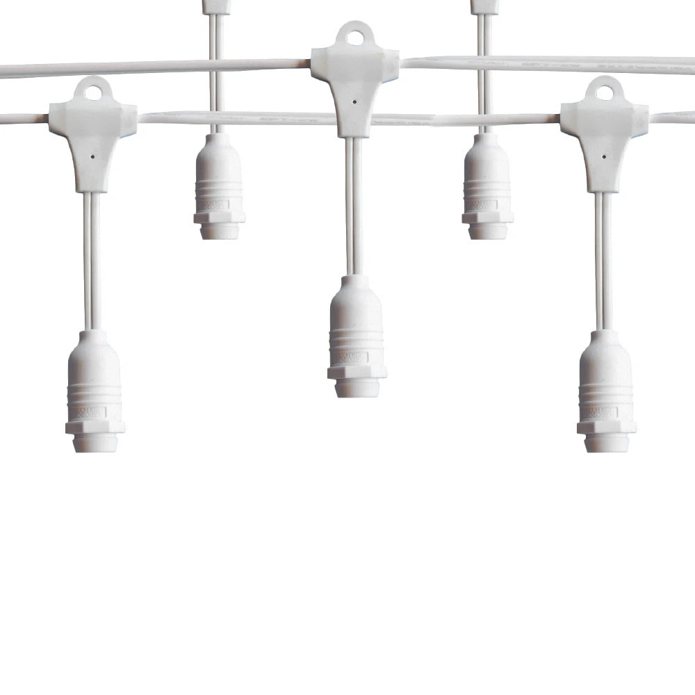 BLOWOUT (Cord Only) 25 Socket Suspended Outdoor Commercial DIY String Light 29 FT White Cord W/ E12 C7 Base, Weatherproof 3 BLOWOUT (Cord Only) 25 Socket Suspended Outdoor Commercial DIY String Light 29 FT White Cord W/ E12 C7 Base, Weatherproof