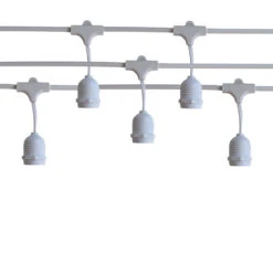 (Cord Only) 48 Suspended Socket SJTW Outdoor Commercial DIY String Light 102 FT White Cord W/ E26 Medium Base, Weatherproof