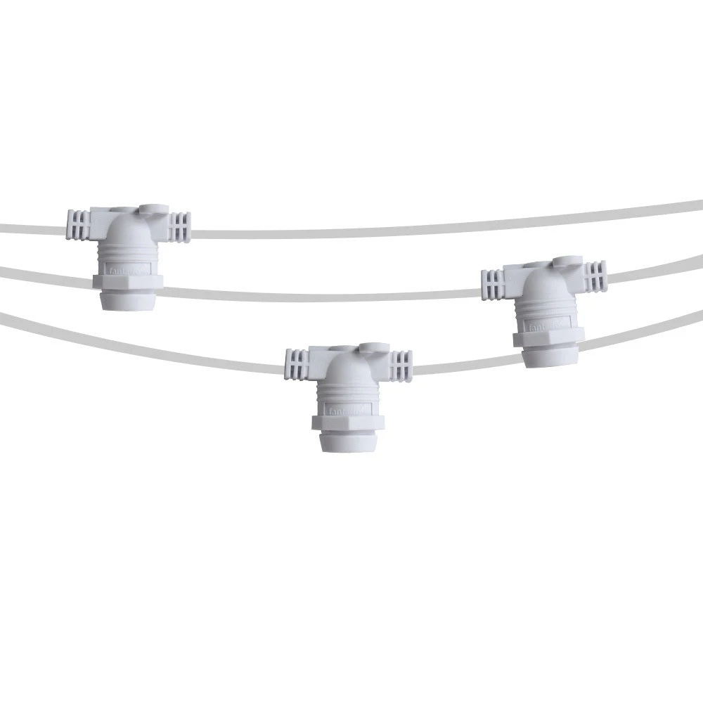 BLOWOUT 50 Socket Outdoor Commercial String Light Set, Clear Globe Bulbs, 54 FT White Cord W/ E12 C7 Base, Weatherproof 13 BLOWOUT 50 Socket Outdoor Commercial String Light Set, Clear Globe Bulbs, 54 FT White Cord W/ E12 C7 Base, Weatherproof - Image 11