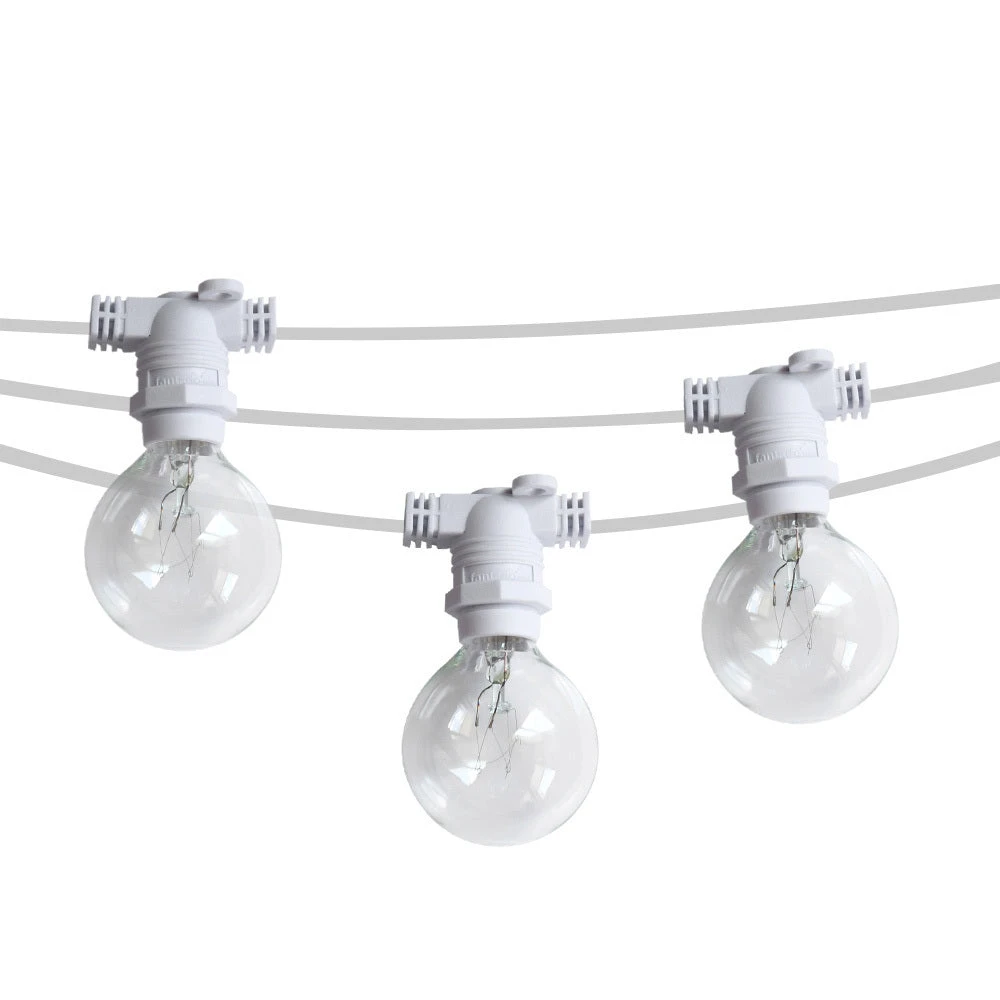 (Cord Only) 50 Socket Outdoor Commercial DIY String Light 54 FT White Cord W/ E12 C7 Base, Weatherproof 10 (Cord Only) 50 Socket Outdoor Commercial DIY String Light 54 FT White Cord W/ E12 C7 Base, Weatherproof - Image 8
