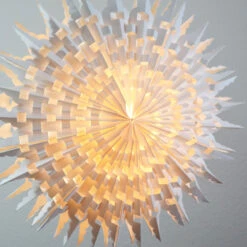 24" White Winter Fractal Christmas Holiday Snowflake Paper Star Lantern, Hanging -Lights Decor Shop winter snowflake paper star lantern fractal image 1