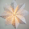 Quasimoon Pizzelle Paper Snowflake Lantern (24-Inch, White, Winter Frost Snowflake Design) - Great With Or Without Lights - Holiday Snowflake Decorations -Lights Decor Shop winter snowflake paper star lantern frost
