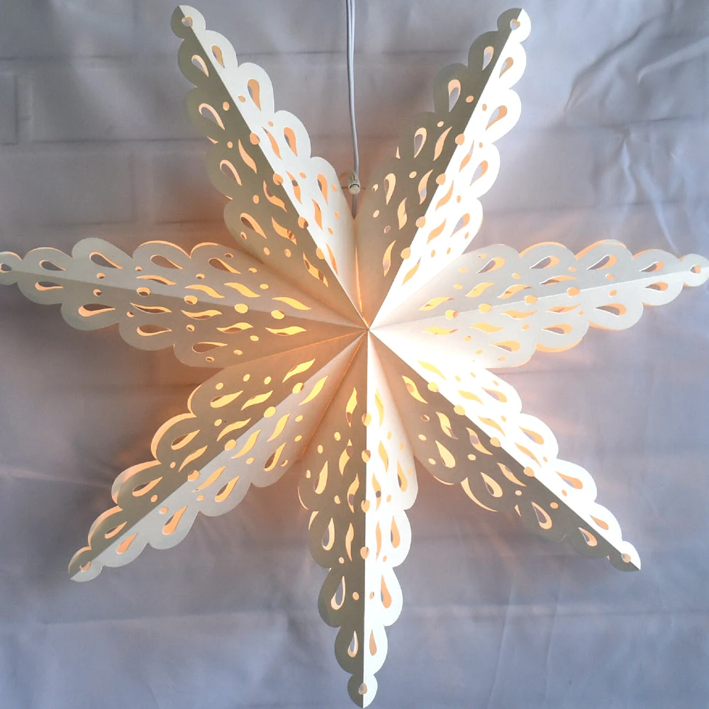 Quasimoon Pizzelle Paper Snowflake Lantern (24-Inch, White, Holiday Spirit Snowflake Design) - Great With Or Without Lights - Holiday Snowflake Decorations 3 Quasimoon Pizzelle Paper Snowflake Lantern (24-Inch, White, Holiday Spirit Snowflake Design) - Great With Or Without Lights - Holiday Snowflake Decorations