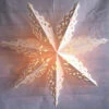 Quasimoon Pizzelle Paper Snowflake Lantern (24-Inch, White, North Star Snowflake Design) - Great With Or Without Lights - Holiday Snowflake Decorations -Lights Decor Shop winter snowflake paper star lantern north star